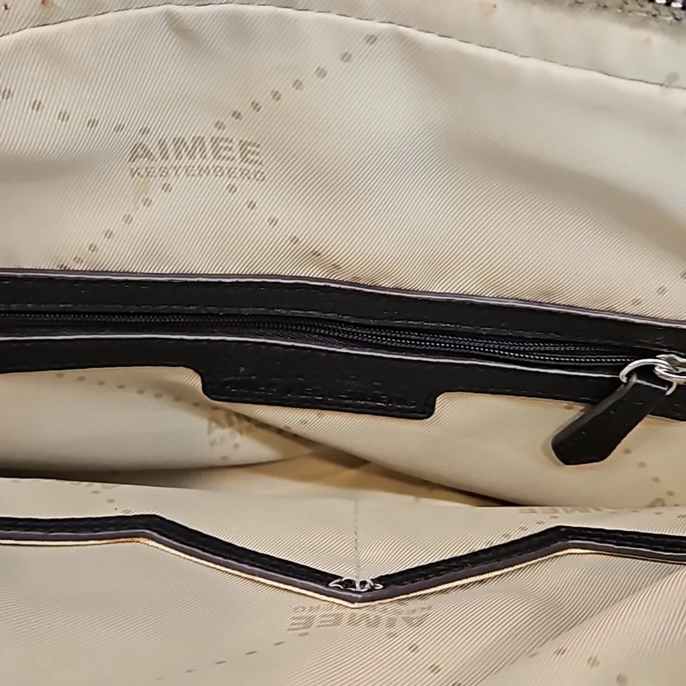NWOT AIMEE KESTENBERG black silver camo genuine leather shoulder bag